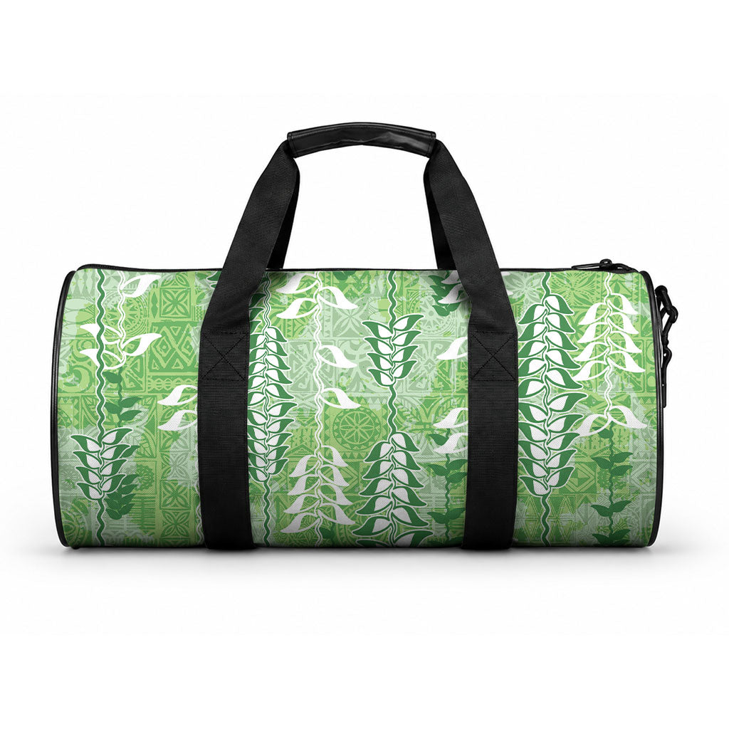 Green Hawaii Tapa Pattern Duffle Bag With Heliconia Vintage Style LT05 One size Green - Polynesian Pride