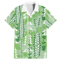 Green Hawaii Tapa Pattern Family Matching Mermaid Dress and Hawaiian Shirt With Heliconia Vintage Style LT05 Dad's Shirt - Short Sleeve Green - Polynesian Pride