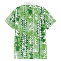 Green Hawaii Tapa Pattern Family Matching Mermaid Dress and Hawaiian Shirt With Heliconia Vintage Style LT05 - Polynesian Pride