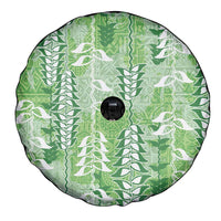 Green Hawaii Tapa Pattern Spare Tire Cover With Heliconia Vintage Style