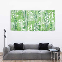 Green Hawaii Tapa Pattern Tapestry With Heliconia Vintage Style