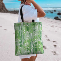 Green Hawaii Tapa Pattern Tote Bag With Heliconia Vintage Style