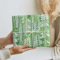 Green Hawaii Tapa Pattern Wrapping Paper With Heliconia Vintage Style