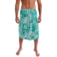 Teal Hawaii Tapa Pattern Lavalava With Heliconia Vintage Style