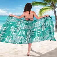 Teal Hawaii Tapa Pattern Sarong With Heliconia Vintage Style