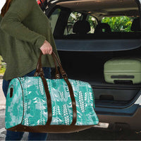 Teal Hawaii Tapa Pattern Travel Bag With Heliconia Vintage Style