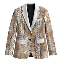 Beige Hawaii Tapa Pattern Blazer With Heliconia Vintage Style
