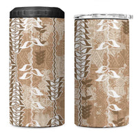 Beige Hawaii Tapa Pattern 4 in 1 Can Cooler Tumbler With Heliconia Vintage Style LT05 One Size: 16 oz Beige - Polynesian Pride