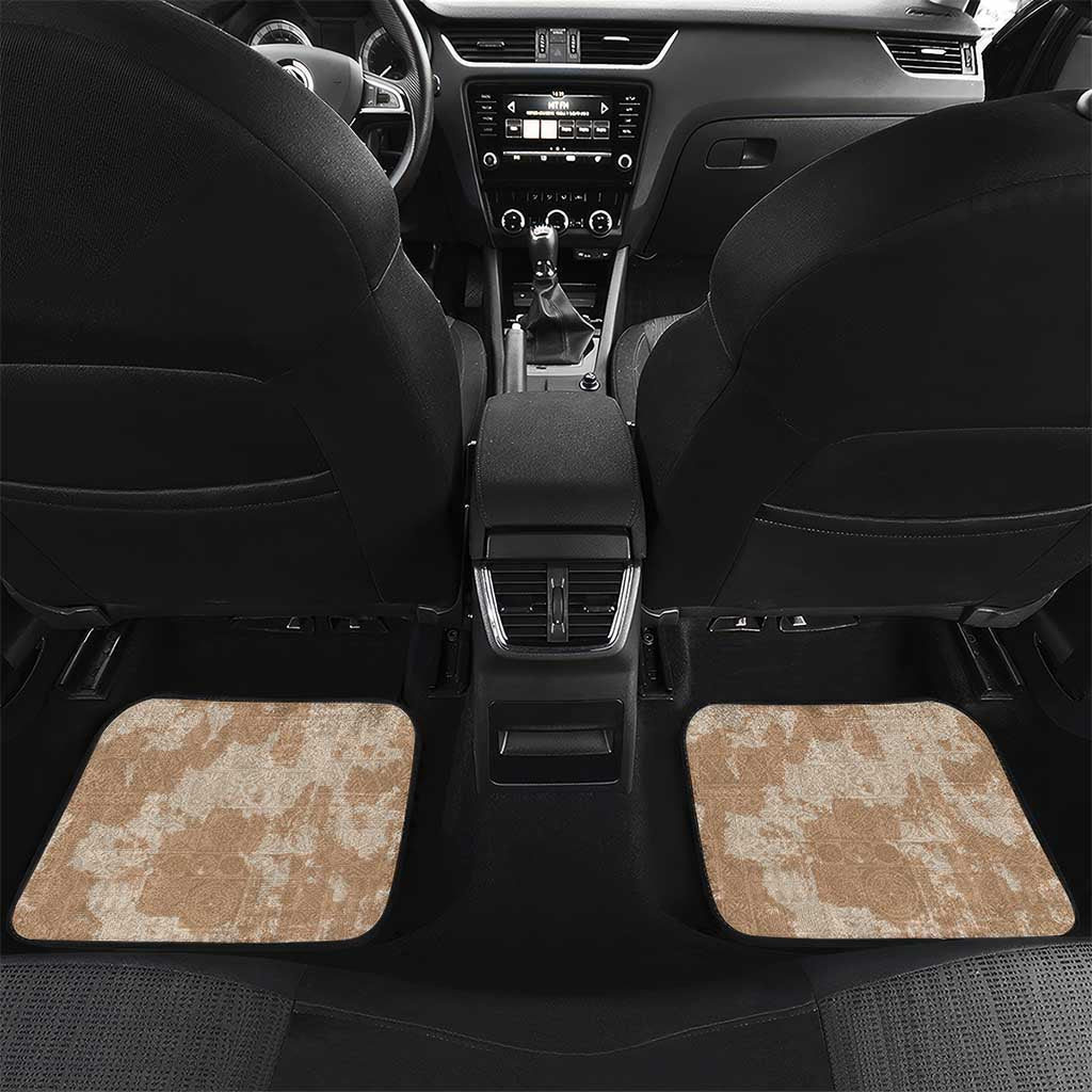 Beige Hawaii Tapa Pattern Car Mats With Heliconia Vintage Style