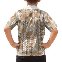 Beige Hawaii Tapa Pattern Family Matching Off Shoulder Short Dress and Hawaiian Shirt With Heliconia Vintage Style LT05 - Polynesian Pride