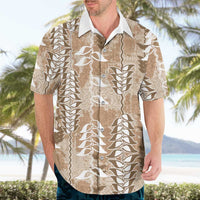 Beige Hawaii Tapa Pattern Hawaiian Shirt With Heliconia Vintage Style