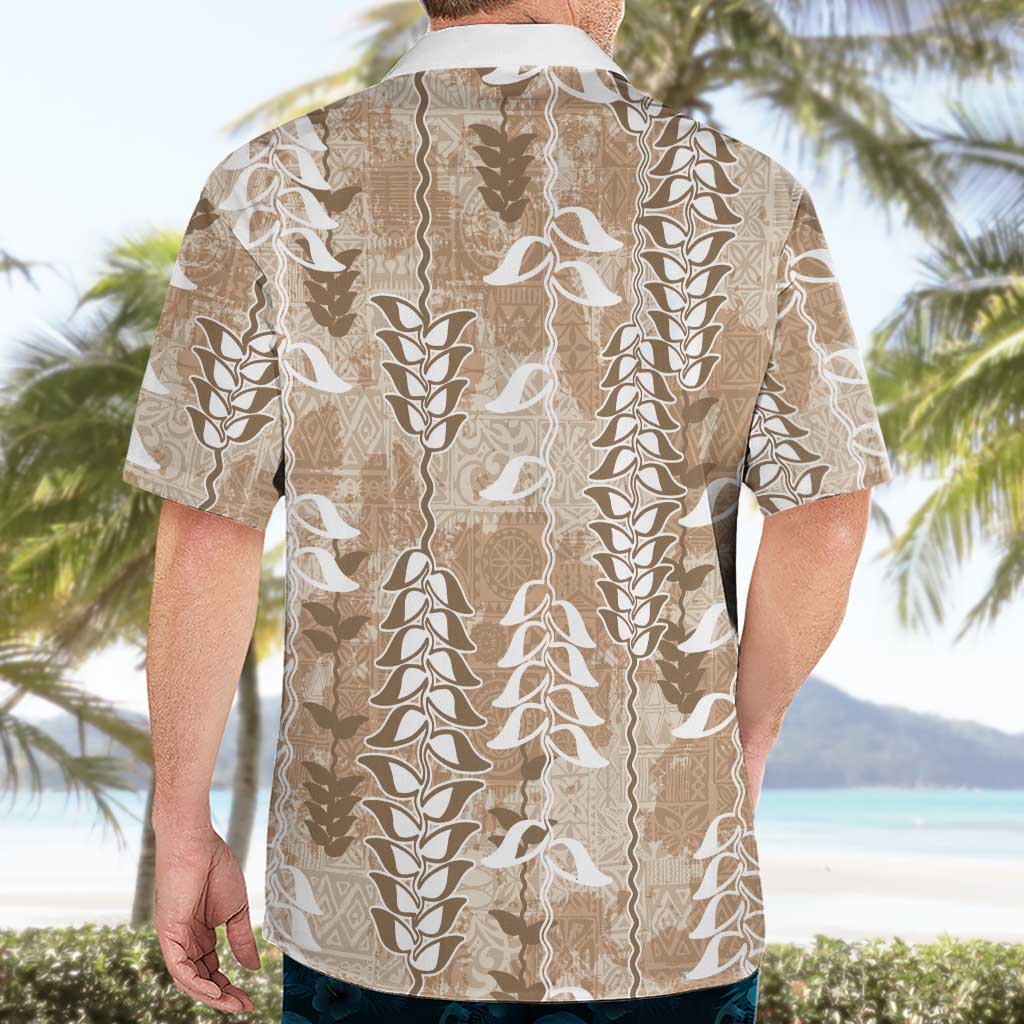 Beige Hawaii Tapa Pattern Hawaiian Shirt With Heliconia Vintage Style