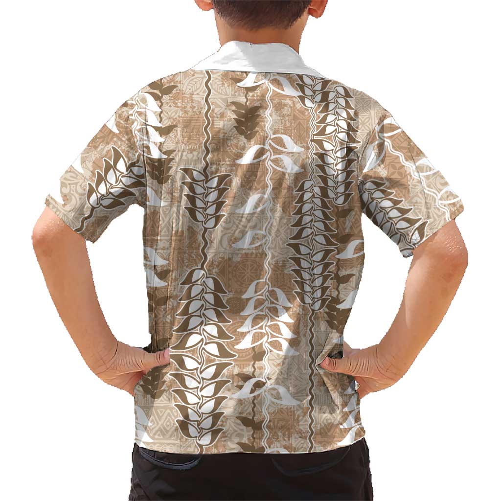 Beige Hawaii Tapa Pattern Hawaiian Shirt With Heliconia Vintage Style