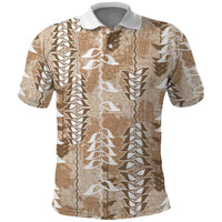 Beige Hawaii Tapa Pattern Polo Shirt With Heliconia Vintage Style LT05 Beige - Polynesian Pride