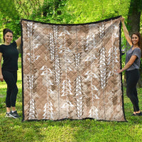 Beige Hawaii Tapa Pattern Quilt With Heliconia Vintage Style