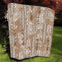 Beige Hawaii Tapa Pattern Quilt With Heliconia Vintage Style