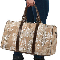 Beige Hawaii Tapa Pattern Travel Bag With Heliconia Vintage Style