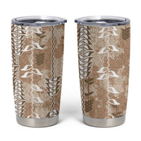 Beige Hawaii Tapa Pattern Tumbler Cup With Heliconia Vintage Style LT05 Beige - Polynesian Pride