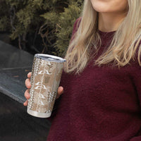 Beige Hawaii Tapa Pattern Tumbler Cup With Heliconia Vintage Style LT05 - Polynesian Pride