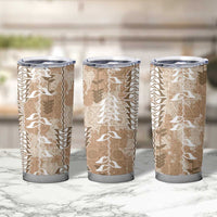Beige Hawaii Tapa Pattern Tumbler Cup With Heliconia Vintage Style LT05 - Polynesian Pride