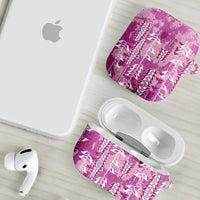 Magenta Hawaii Tapa Pattern AirPods Case With Heliconia Vintage Style