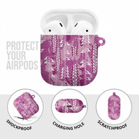 Magenta Hawaii Tapa Pattern AirPods Case With Heliconia Vintage Style