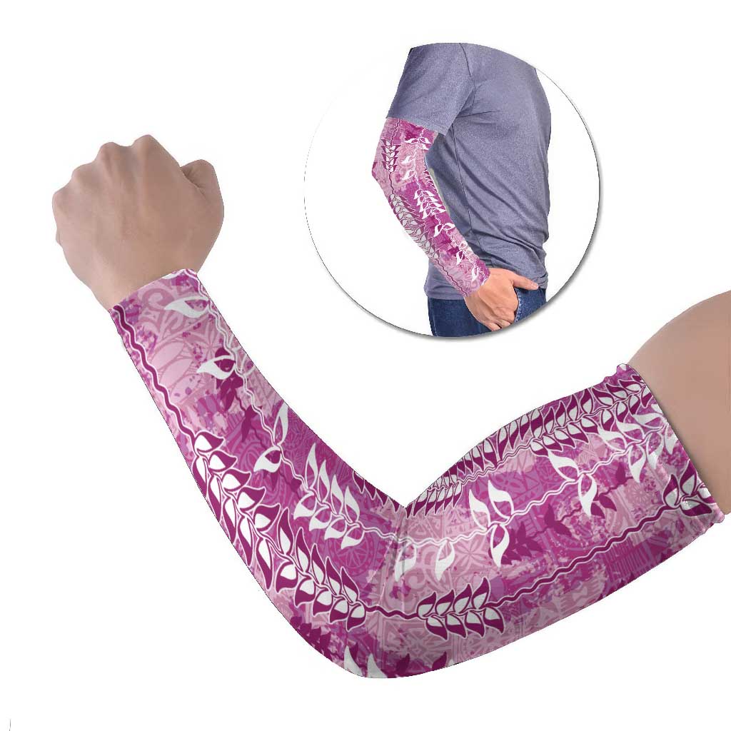Magenta Hawaii Tapa Pattern Arm Sleeves With Heliconia Vintage Style