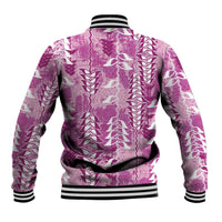 Magenta Hawaii Tapa Pattern Baseball Jacket With Heliconia Vintage Style