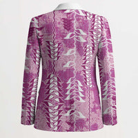 Magenta Hawaii Tapa Pattern Blazer With Heliconia Vintage Style