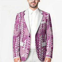 Magenta Hawaii Tapa Pattern Blazer With Heliconia Vintage Style