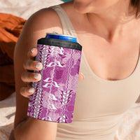 Magenta Hawaii Tapa Pattern 4 in 1 Can Cooler Tumbler With Heliconia Vintage Style