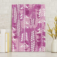 Magenta Hawaii Tapa Pattern Canvas Wall Art With Heliconia Vintage Style
