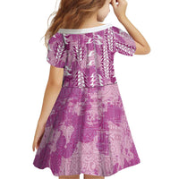 Magenta Hawaii Tapa Pattern Family Matching Long Sleeve Bodycon Dress and Hawaiian Shirt With Heliconia Vintage Style LT05 - Polynesian Pride