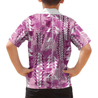Magenta Hawaii Tapa Pattern Family Matching Off Shoulder Maxi Dress and Hawaiian Shirt With Heliconia Vintage Style LT05 - Polynesian Pride