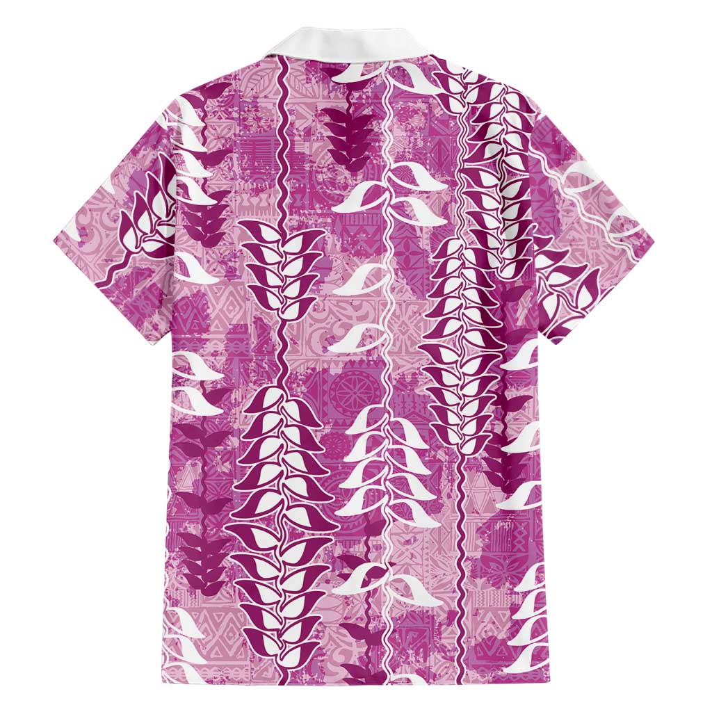 Magenta Hawaii Tapa Pattern Family Matching Summer Maxi Dress and Hawaiian Shirt With Heliconia Vintage Style LT05 - Polynesian Pride