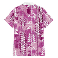 Magenta Hawaii Tapa Pattern Family Matching Tank Maxi Dress and Hawaiian Shirt With Heliconia Vintage Style LT05 - Polynesian Pride