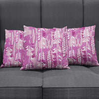 Magenta Hawaii Tapa Pattern Pillow Cover With Heliconia Vintage Style