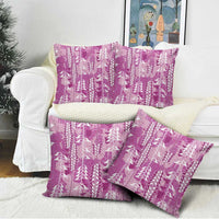 Magenta Hawaii Tapa Pattern Pillow Cover With Heliconia Vintage Style