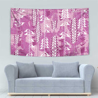 Magenta Hawaii Tapa Pattern Tapestry With Heliconia Vintage Style