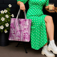 Magenta Hawaii Tapa Pattern Tote Bag With Heliconia Vintage Style