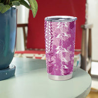 Magenta Hawaii Tapa Pattern Tumbler Cup With Heliconia Vintage Style