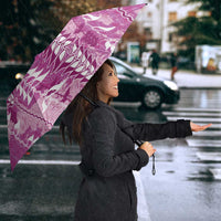 Magenta Hawaii Tapa Pattern Umbrella With Heliconia Vintage Style