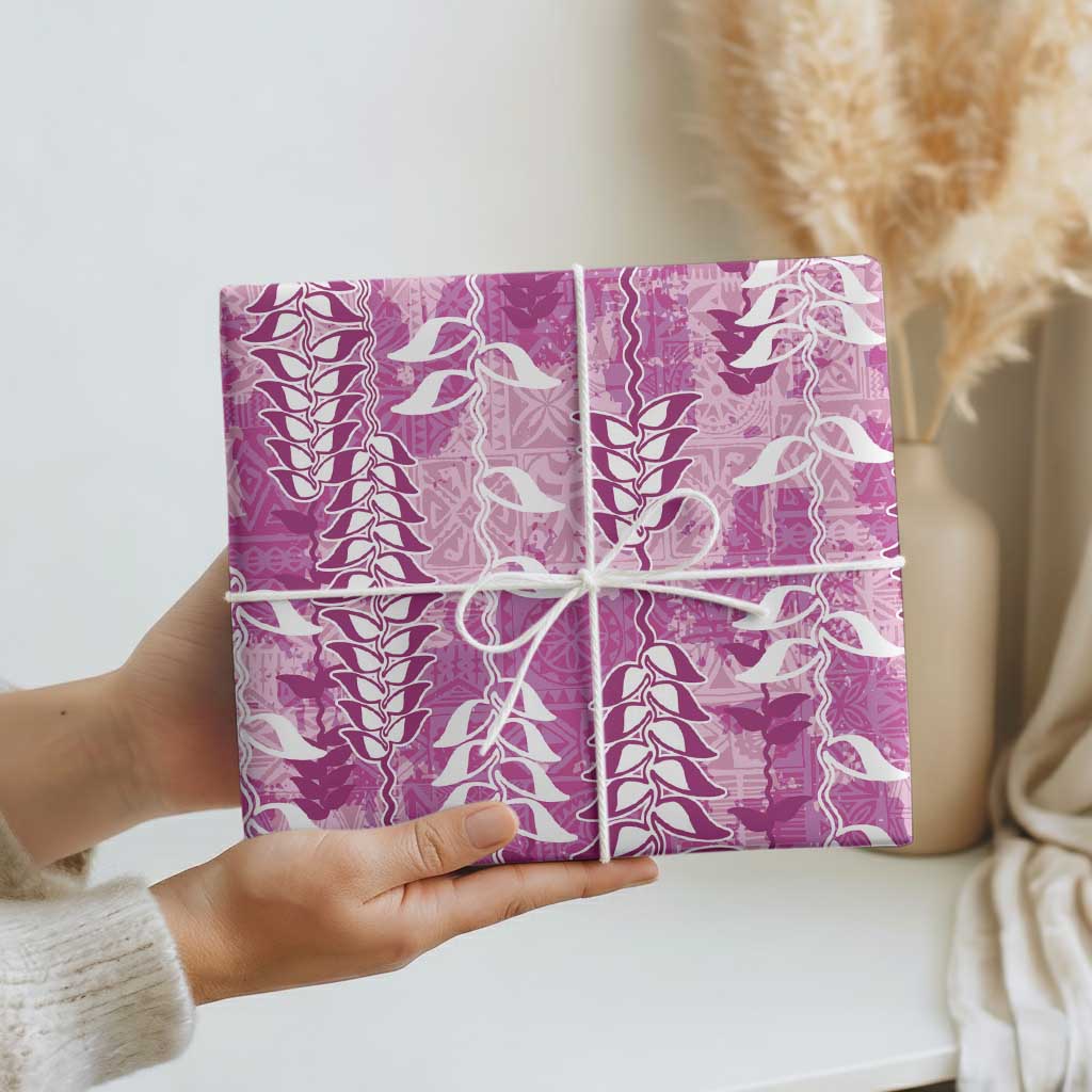Magneta Hawaii Tapa Pattern Wrapping Paper With Heliconia Vintage Style