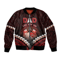 Personalised Tonga Happy Father's Day Bomber Jacket Ofa Lahi Atu Dad Polynesian Tribal LT05 Unisex Red - Polynesian Pride