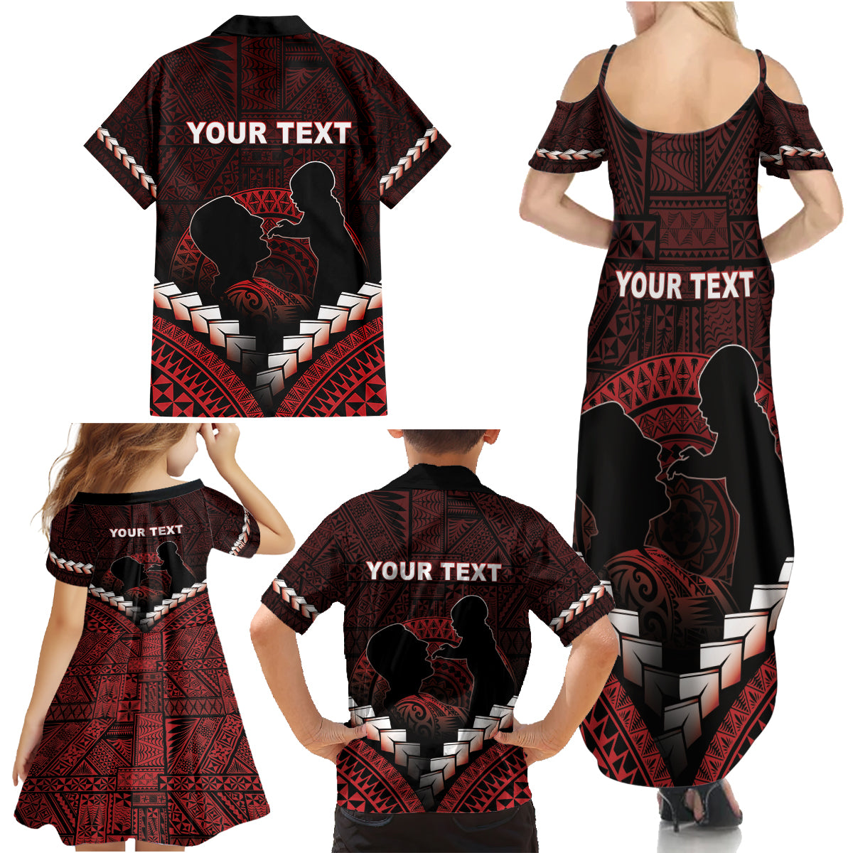 Personalised Tonga Happy Father's Day Family Matching Summer Maxi Dress and Hawaiian Shirt Ofa Lahi Atu Dad Polynesian Tribal LT05 - Polynesian Pride