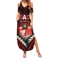 Personalised Tonga Happy Father's Day Family Matching Summer Maxi Dress and Hawaiian Shirt Ofa Lahi Atu Dad Polynesian Tribal LT05 Mom's Dress Red - Polynesian Pride