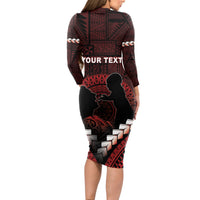 Personalised Tonga Happy Father's Day Long Sleeve Bodycon Dress Ofa Lahi Atu Dad Polynesian Tribal LT05 - Polynesian Pride