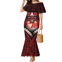 Personalised Tonga Happy Father's Day Mermaid Dress Ofa Lahi Atu Dad Polynesian Tribal LT05 Women Red - Polynesian Pride