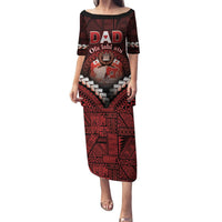 Personalised Tonga Happy Father's Day Puletasi Ofa Lahi Atu Dad Polynesian Tribal LT05 Long Dress Red - Polynesian Pride