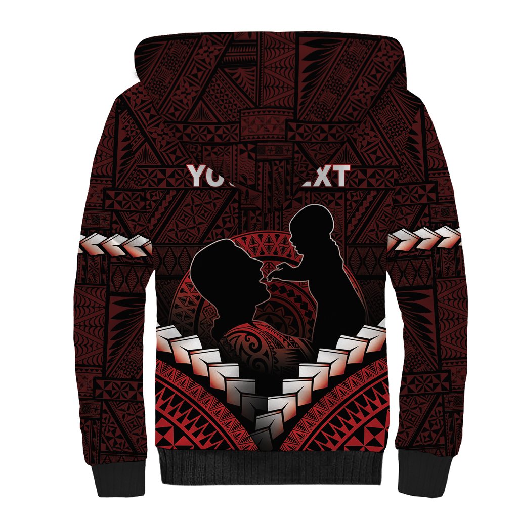 Personalised Tonga Happy Father's Day Sherpa Hoodie Ofa Lahi Atu Dad Polynesian Tribal LT05 - Polynesian Pride